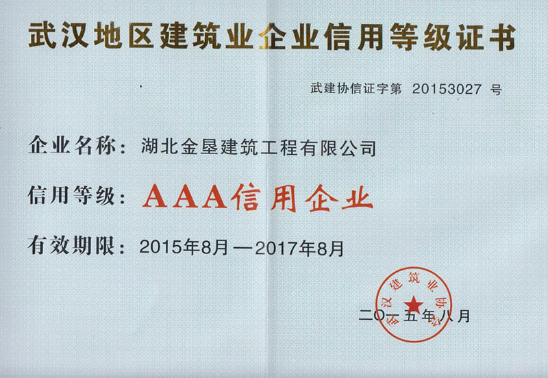 2015-2017年武汉AAA信用企业